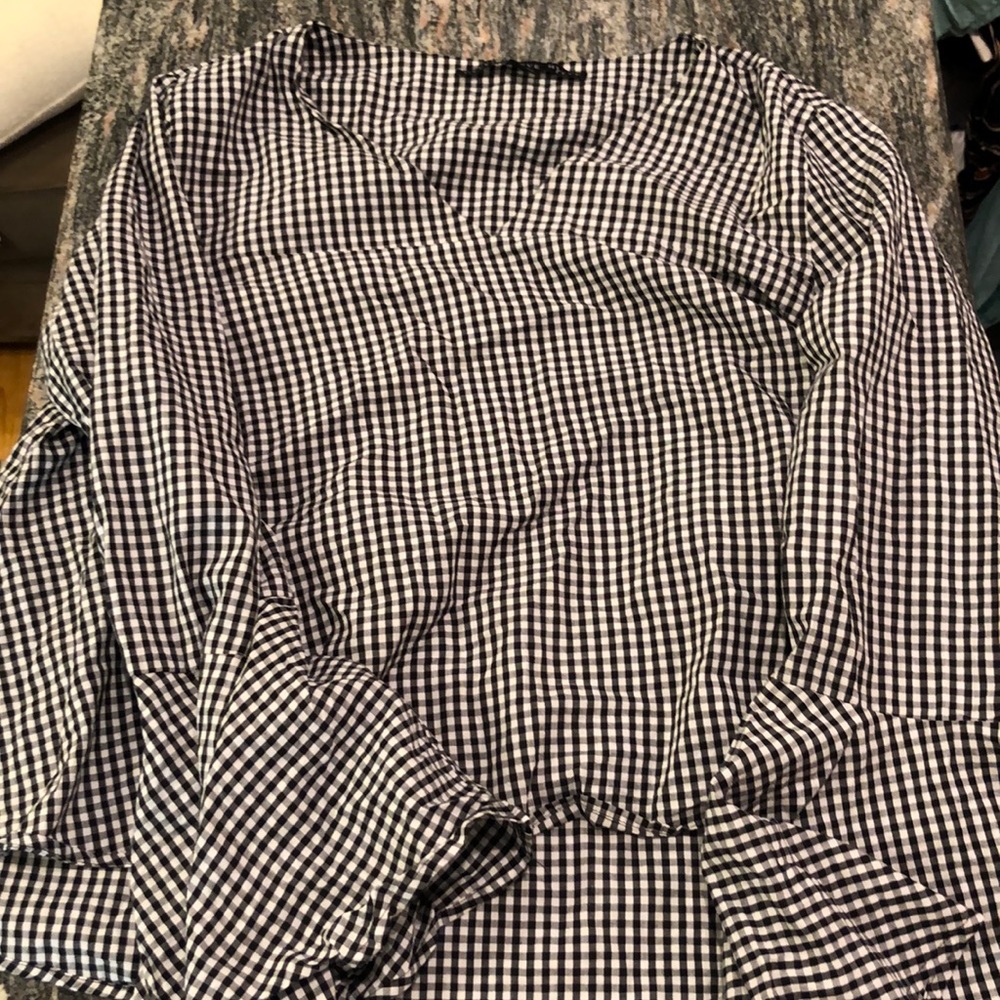 Plaid shirt with bell sleeves